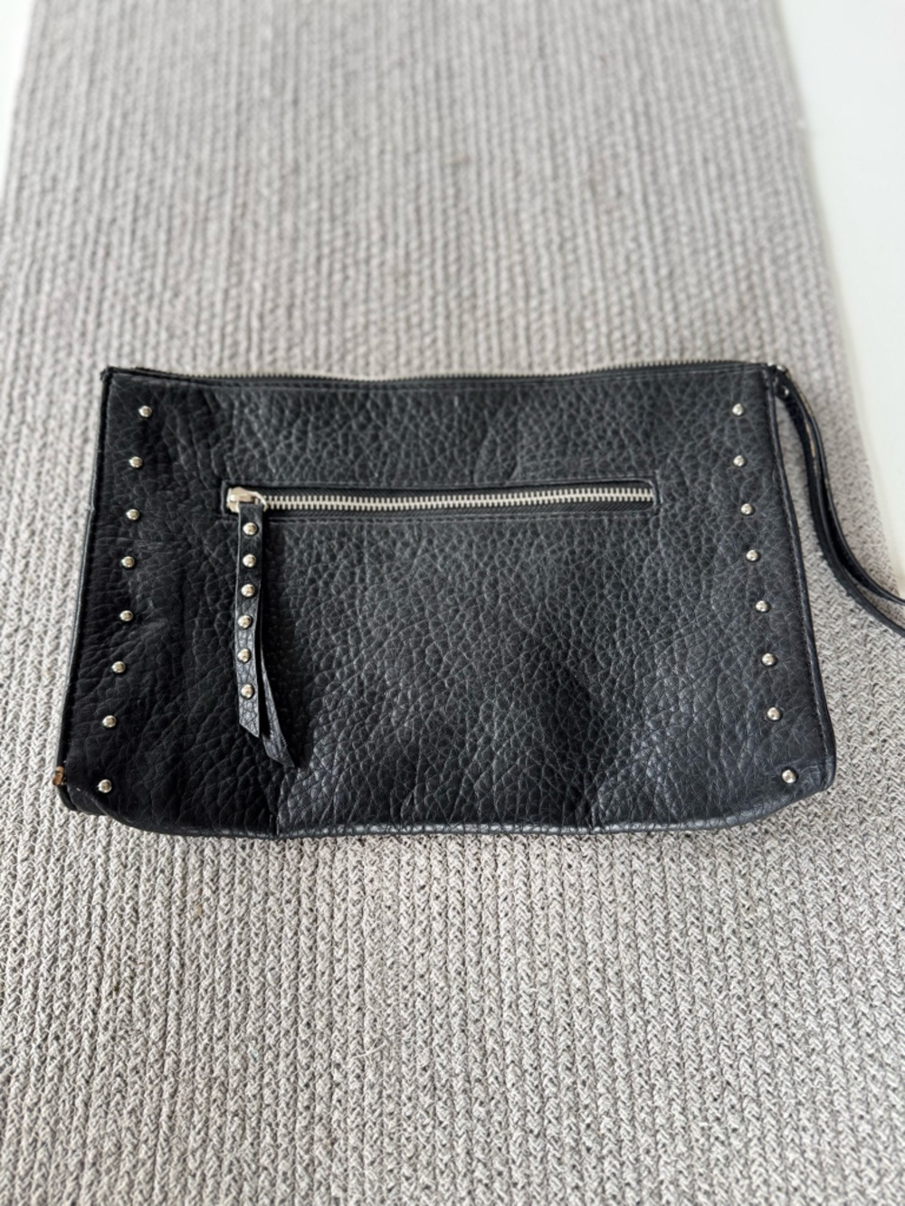 Vintage Y2K Mossimo Black Studded Faux Leather Large Clutch Purse - Picture 1 of 6